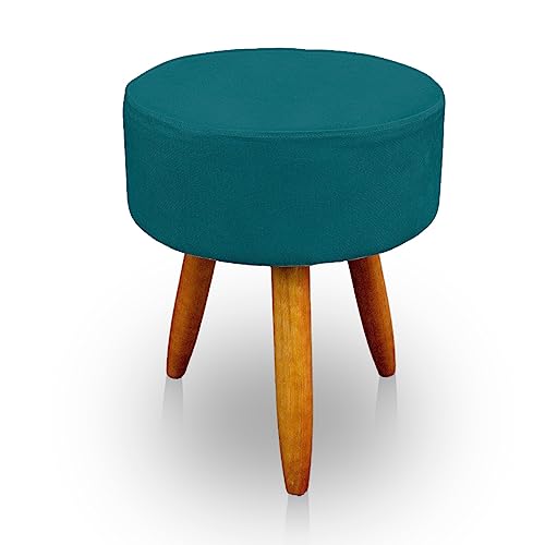 Puff Decorativo Redondo Azul Turquesa Jylcrom