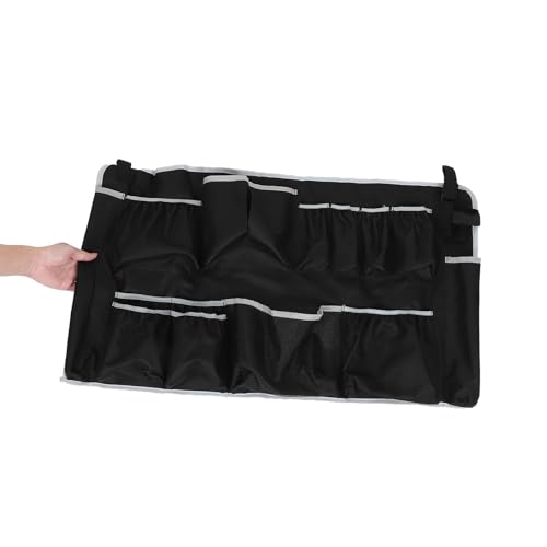 Bolsa colgante para bote de basura con hebilla ajustable y organizador multibolsillos portatil 5