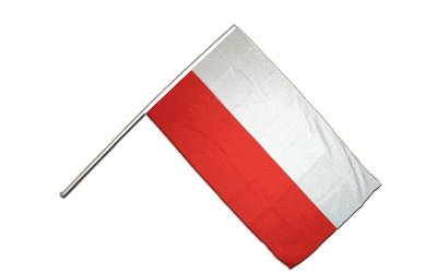Drapeau Pologne sur hampe 60x90 cm - Pavillon polonais blanc et rouge