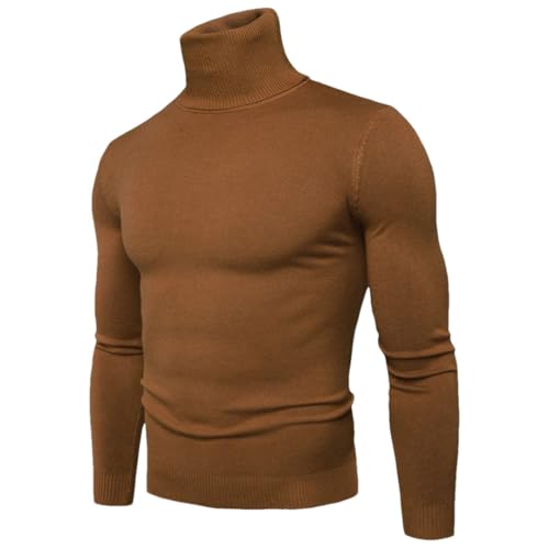 Men’S Cotton Turtleneck Knit Pullover Sweater Warm Solid Elastic Slim Fit Thermal Underwear Long Sleeve Jumper Top