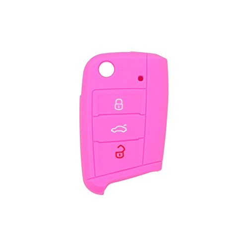 BROVACS Silicone Cover Protector Case Holder Skin Jacket Compatible with VOLKSWAGEN 3 Button Flip Remote Key Fob CV9803 Pink - Image 2