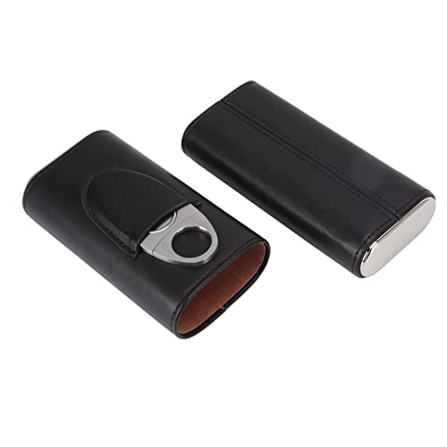 Portapuros de viaje Aramox de cuero negro con cortador para llevar en la chaqueta