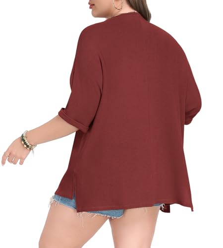 Image of Lastshe Womens Plus Size Cardigan Short Sleeve Lightweight Loose Cover Ups Open Front Sweaters Summer Cardigan