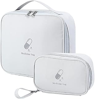 Olymajy 2 Pieces First Aid Kit Bags, Empty Medicine Bags, First Aid Bag Portable Grey Medical Medicine Bags for Outdoor Camping, Travel, Work