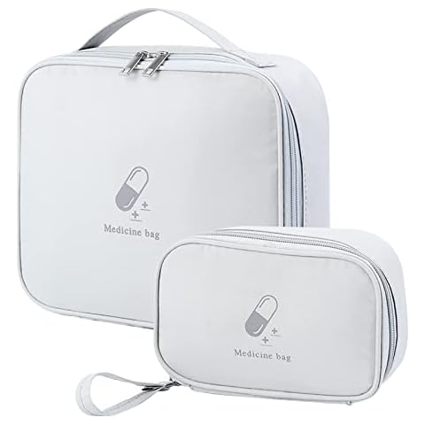 Olymajy 2 Pieces First Aid Kit Bags, Empty Medicine Bags, First Aid Bag Portable Grey Medical Medicine Bags for Outdoor Camping, Travel, Work Cover