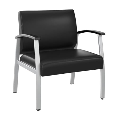 Bush Business Furniture Arrive Bariatric Waiting Room Guest Chair with Arms in Black Vinyl, Reception Area Seating for Office and Lobby