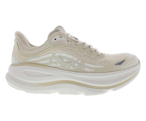 HOKA Bondi 9 Mens Shoes Size 10, Color: Oatmeal/Oat Milk