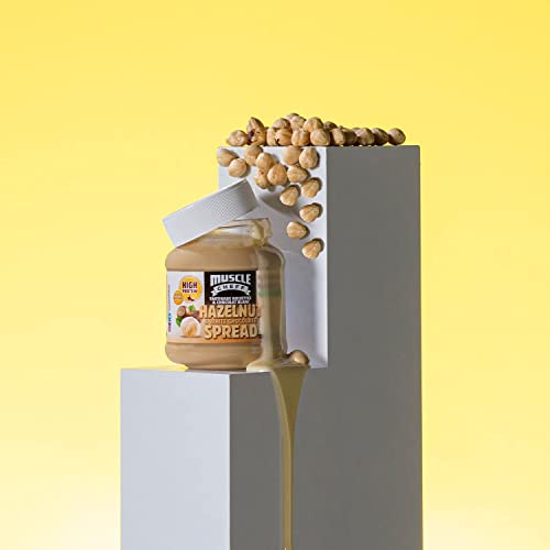 Muscle Cheff Hazelnut White Chocolate Protein Spread, Low Sugar, High Protein, All Natural, 12 oz Jar