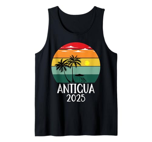 Retro Antigua 2025 Family Trip Group Vacation Matching Tees Camiseta sin Mangas