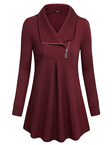 Image of VALOLIA Women's Casual Swing Sweatshirt Long Sleeve Zipper Lapel Fashion Pullover Tunic