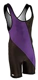 Matman Wrestling Singlet Men's Chest Sweep Weightlifting Singlet Nylon Spandex (Purple, Medium)