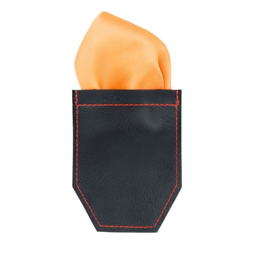 Image of LEONARDI Men's Solid Pocket Square & Pocket Square Holder For Men's Combo | Microfiber | 30cm x 30cm | Pack of 2