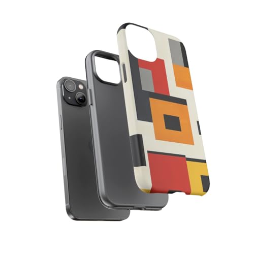 Coque mate iPhone 14 Plus blocs géométriques protection noire antichoc