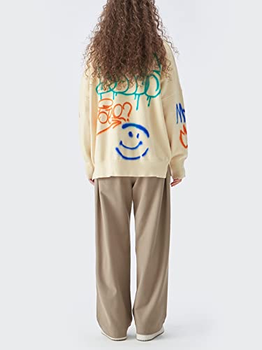 Aelfric Eden Animals Printed Knit Sweater Long Sleeve Crewneck Oversized Loose Fit Sweater #TOP2