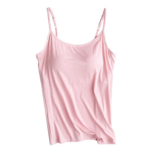 Chaleco de tirantes delgados para mujer, chaleco suelto para mujer, suave, cómodo, tirantes ajustables, brasier integrado, camisola para verano, al aire libre, casual, yoga, ropa interior de largo
