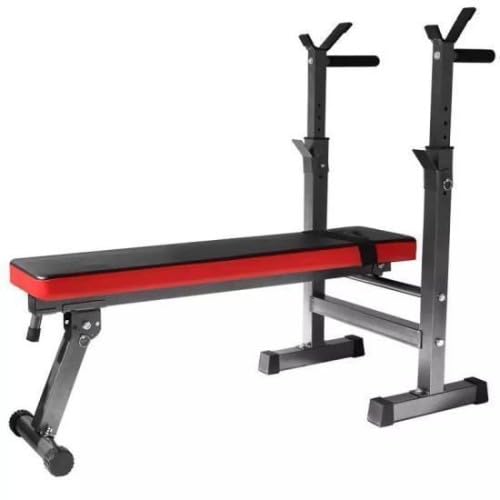 Panca Palestra con Porta Bilanciere, Panca Richiudibile Palestra in Acciaio per Home Gym, Attrezzatura per Bilancieri Palestra