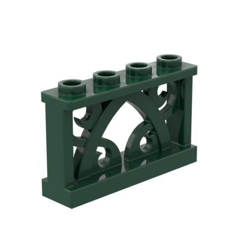 Gobricks Ornaments 1x 4X 2 Fancy Railing Fence Fence 50PCS Compatible with Lego GDS-M154 19121 Classic Bulk Toy MOC Color:Dark Green 141