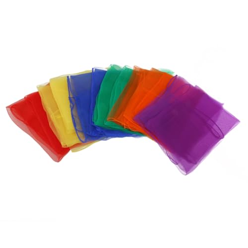 12pcs Square Silk Scarves, Candy Color Gauze Kerchiefs for Dance Performances, Kindergarten Activities, Assorted Colors