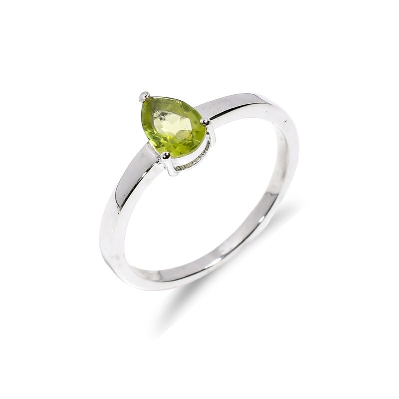 Bague péridot en argent 925 comme alliance de fiançailles unique
