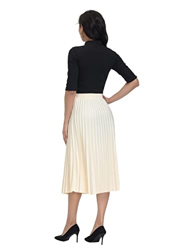 Women's High Waist A-Line Skirt Pleated Midi Skirts 31.89"-Length3