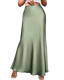 BTFBM Womens Spring Skirts 2026 Business Casual Clothes High Waisted Cocktail Party Wedding Guest Mermaid Maxi Skirt(Light Green, Medium)