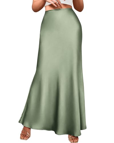 BTFBM Womens Fall Skirts 2025 Business Casual Clothes High Waisted Cocktail Party Wedding Guest Mermaid Maxi Skirt(Light Green, Medium)