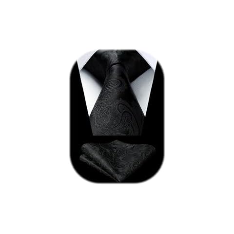HISDERN Cravate Noire Cachemire Cover