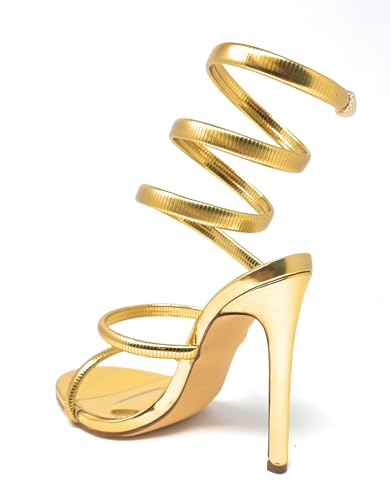 Liliana Nikkia-223 Womens Open Round Toe Leg Spiral Wrap Around Ankle Strap Stiletto Heel Sandal4