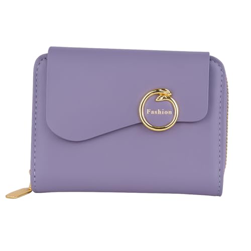 PRANIJ Small Leather Bifold Wallet for Women, Purple Pale Purple - Image 2