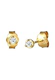 💎Conçu en Allemagne Elli DIAMONDS Boucles d\'Oreilles Femmes Solitaire Basic Noble avec Diamant (0.06 ct.) en Or Jaune 585