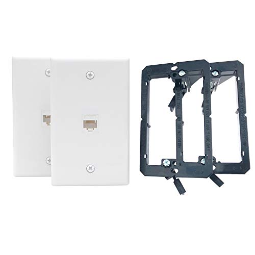 KCC Industries 1-Port Cat6 Ethernet Cable Wall Plate | Female-Female with Mounting Bracket