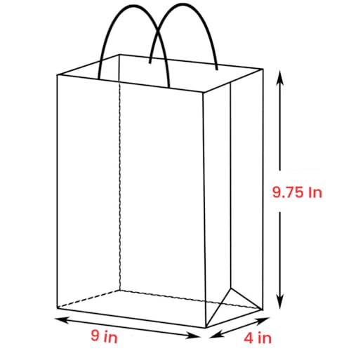 Image of DCGPAC Blue Paper Bag, Shopping Carry, Bags, Kraft Paper with Handle Bag, Ecofriendly Flexible Multipurpose Storage & Carry Bag (9.75x9x4 inch) Pack of 50 Pcs