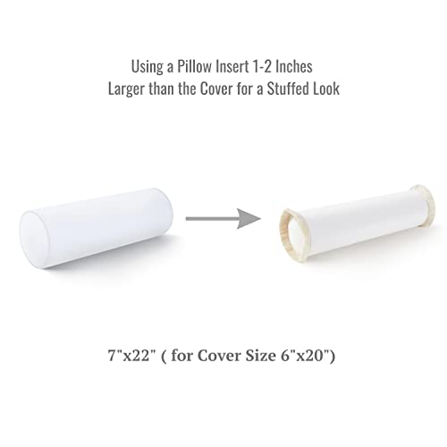 Hofdeco Premium Bolster Pillow Insert, 7\"x22\" (for Cover Size 6\"x20\") Water Resistant Synthetic Down Alternative Sham Stuffer for Patio, Bench, Garden, White - Thumbnail 2