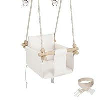 MAMOI® Wooden baby swing seat for toddlers, Indoor toddler swings chair from birth, Kids baby bouncer for garden, Child rocker swing set from 8 months