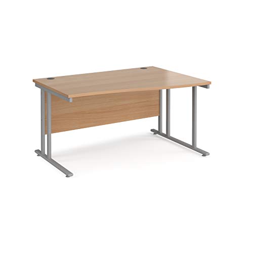 Mr Office Maestro 25 right hand wave desk - silver cantilever leg, Beech, 1400