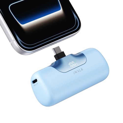 Image of iWALK Portable Charger 5500mAh Next-Gen Small Power Bank 22.5W Fast Charging Battery USB-C Portable Phone Charger for iPhone 17 /16 /15 17 Plus 17 Pro Max iPad, Samsung Galaxy S25 S24 Android,Baby Blue
