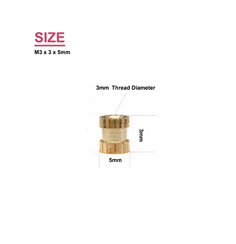 Cseao 120Pcs M3 X 3 X 5Mm Female Press In Thread Brass Heat Set Inserts Embedment Nuts For 3D Printer Laptop Plastic #TOP2