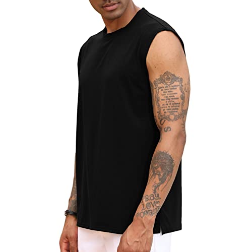 Rela Bota Mens Workout Tank Tops Muscle Athletic Sleeveless T-Shirts Fitness Gym Bodybuilding Running Tees Black #TOP2