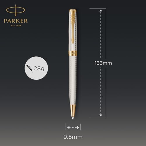 Image of Parker Sonnet Ballpoint Pen, Silver Mistral, Medium Point, Black Ink