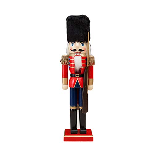 Cascanueces Navidad De Madera De Muñeco De Rey Y Soldado 38CM Figuras De Navidad Grand Ornamentos De Artesanía De Cascanueces Para Navidad - Cascanueces Con Base