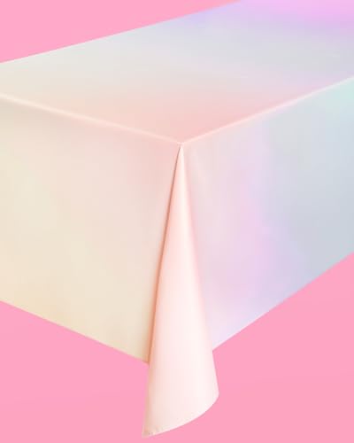 Image of xo, Fetti Pastel Gradient Washable Tablecloth - 9 ft. | Birthday Party Decorations, Bachelorette Party Supplies, Rainbow Baby Shower, Pastel Preppy, Tableware
