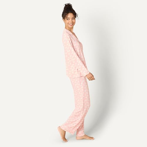 Image of Amazon Essentials x Sofia Grainge Women's Stretch Modal Long-Sleeve Button-Front Top and Full-Length Bottom Pajama Set