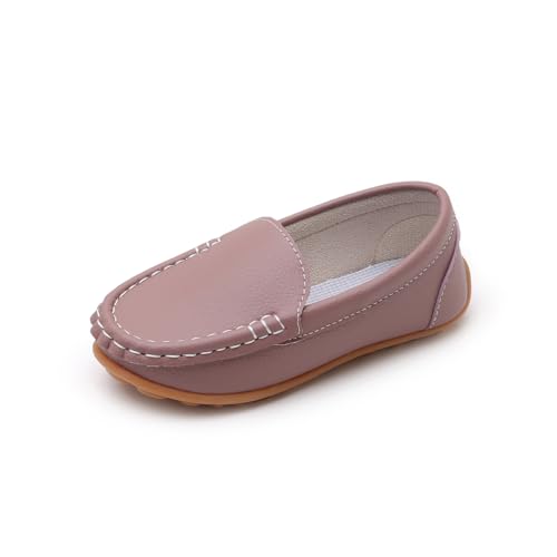 Image of SOFMUO Boys Girls Leather Loafers Slip-On Oxford Flats Boat Dress Schooling Daily Walking Shoes(Toddler /Little Kids)