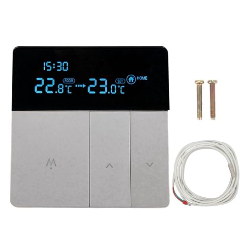 Termostato digitale Programmabile Smart Electric Riscalmento, termostato con ampio display LCD per Home Office Hotel Villa ABS Materiale 3 metri Cavo di rilevamento 3 metri (Sin wifi)
