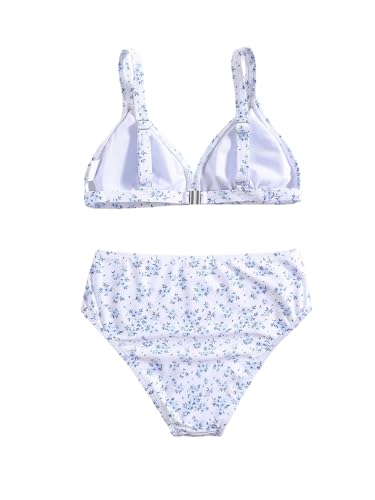 Image of SOLY HUX Girl's Floral Print Bikini Set V Neck Spaghetti Strap Bathing Suit Two Piece Swimsuit