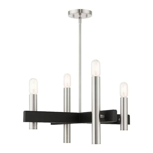 Livex Lighting, 49994-91, Helsinki, Chandelier, Brushed Nickel with Black Accents
