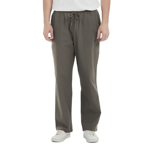 Isle Bay Linens Lightweight Linen Pants for Men - Breathable Beach Casual Pants with Drawstring Waistband