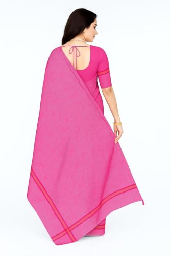 Saree with Smooth Fabric and Blouse – Great for Work, Festive Events, and Gifting Purpose (Pink)2