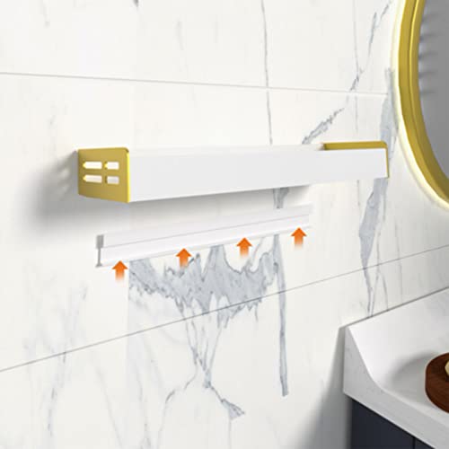 Estante De Baño Sin Perforación Caddy De Ducha Estante De Ducha Blanco Adhesivo con Gancho Espacio De Aluminio Montado En La Pared para Inodoro De Cocina, Nivel B1 50 Cm