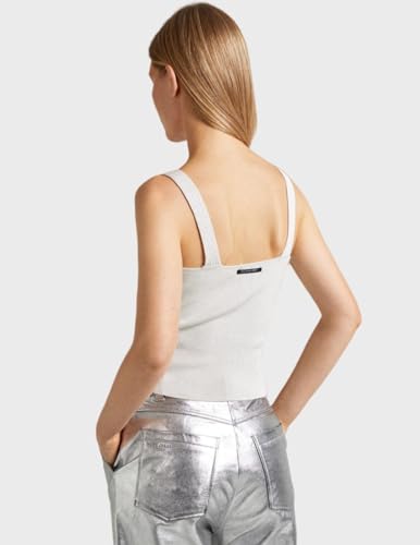 Pepe Jeans Para Mujer. PL702109 Top Falon Plateado (M), Plata, Casual, Viscosa, Sin Mangas / Tirantes - 4